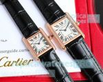 Swiss Replica Tank Must Solarbeat Cartier Watch Rose Gold with Diamonds